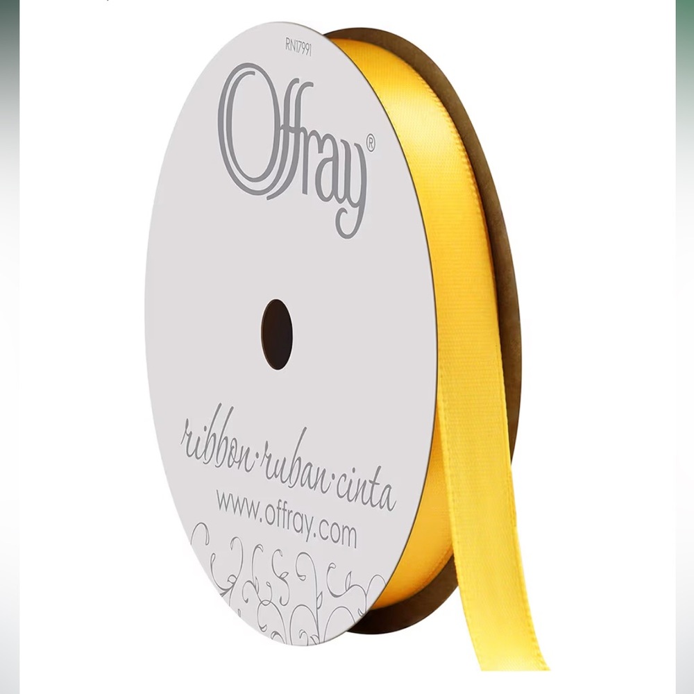 Berwick Offray 3/8" Wide Single Face Satin Ribbon, Lemon Yellow, 6 Yds